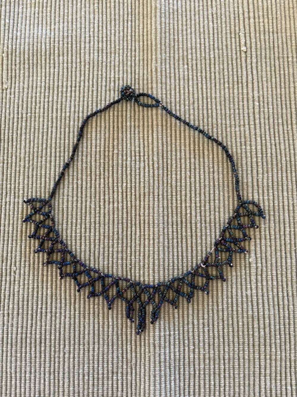 Handmade Iridescent Black Beaded Necklace